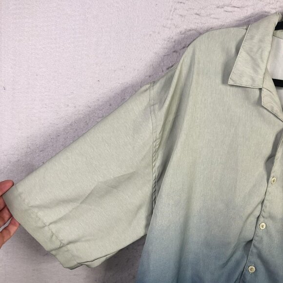 Motorcycle Pinup Shirt Mens XL Green Blue Ombre Button Front Camp Biker J/E/T - Picture 12 of 16